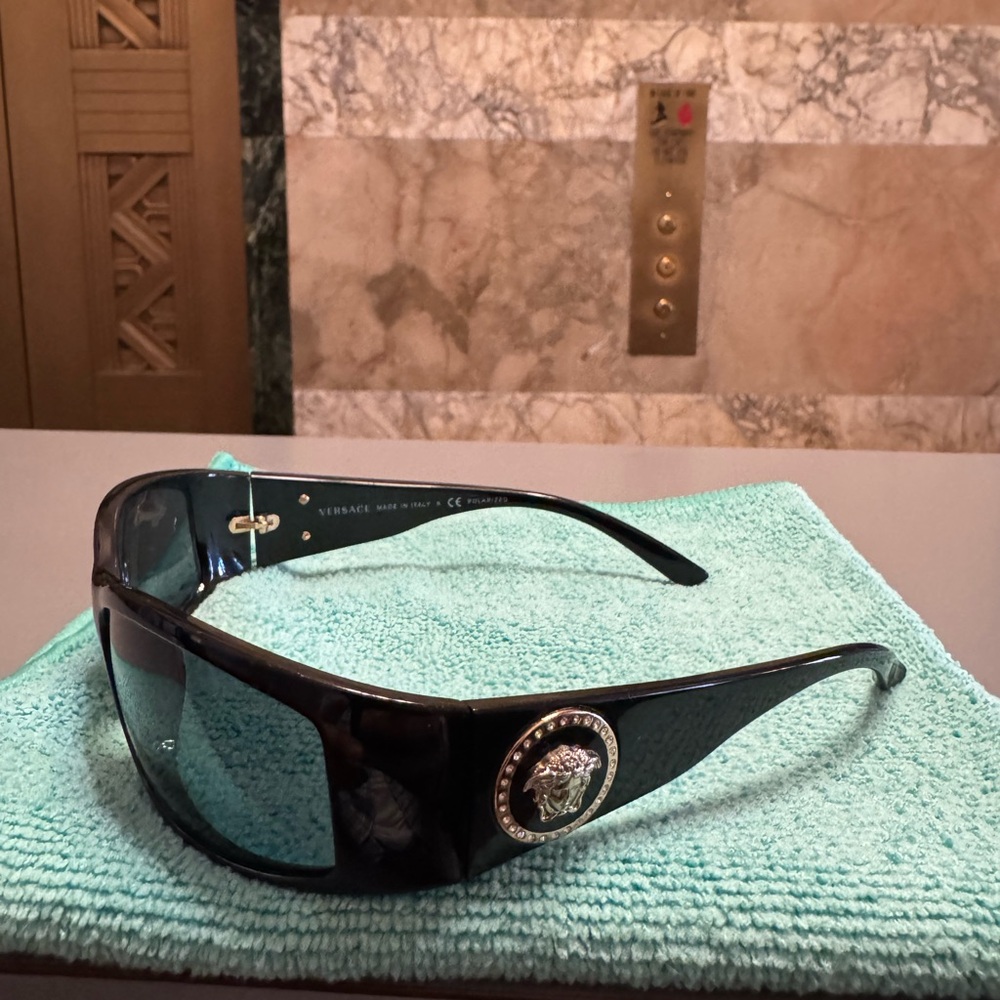 Versace Black Sunglasses with Gold Accents